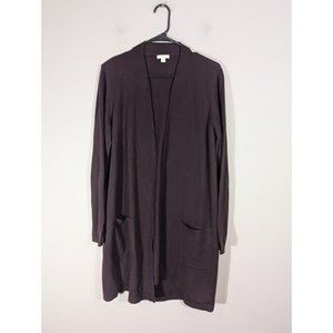 J.Jill Womens Cardigan Plum Silk Wool Knit Sweater Sz M Mature Quiet Church City